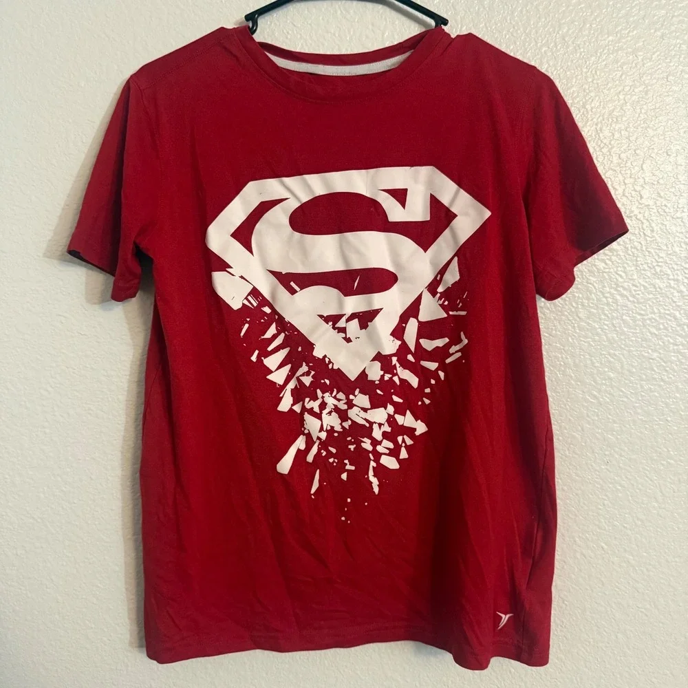 Old Navy Active Superman Go-Dry Red Graphic Tee Shirt Kids Size XL 14-16